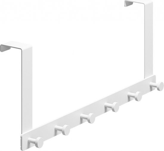 Metalen Deurkapstok - 6 Deurhaken - Wit - Deurhaak - Deurhanger Kapstok - Deur Hanger Organizer - Deurhanger Kapstok voor Handdoek en Kleding - Wandkapstok - Ophanghaa