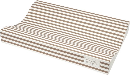 Meyco Baby Fat Stripe aankleedkussen - Taupe - 50x70cm