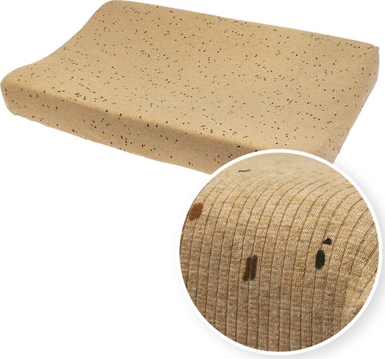 Meyco Baby Rib Mini Spot aankleedkussenhoes - toffee melange - 50x70cm
