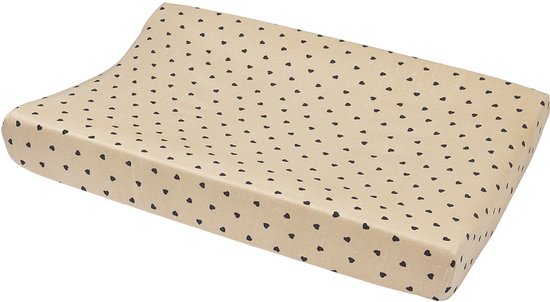 Meyco Baby Sweet Heart Aankleedkussenhoes - Soft Sand/Black - 50x70cm
