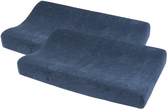 Meyco Baby Uni Aankleedkussenhoes - 2-pack - Badstof - Indigo - 50x70cm