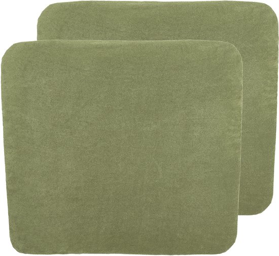 Meyco Baby Uni aankleedkussenhoes - 2-pack - badstof - olive green - 85x75cm