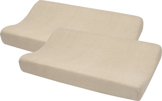 Meyco Baby Uni aankleedkussenhoes - 2-pack - badstof - sand - 50x70cm