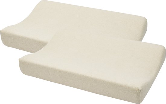 Meyco Baby Uni aankleedkussenhoes - 2-pack - badstof - soft sand - 50x70cm