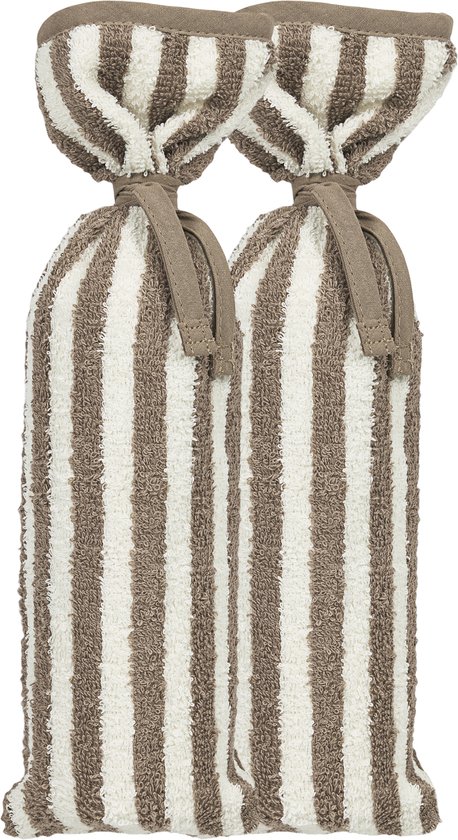 Meyco Kruikenzak - Badstof Jacquard Fat Stripe - Taupe - 2-pack