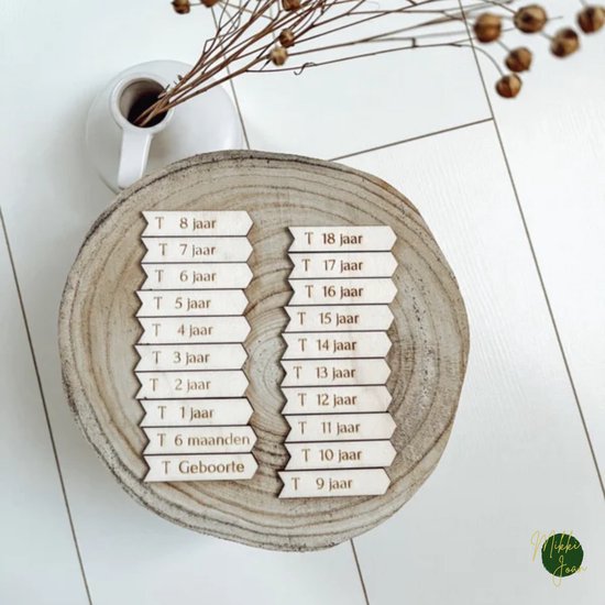 Mikki Joan - Pijltjes met letter B - 0 t/m 18 jaar - Pijltjes voor groeimeter - Pijltjes voor houten meetlat - 20 stuks