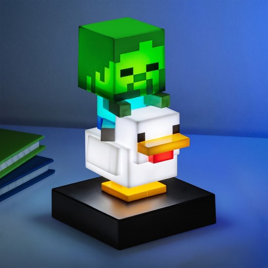 Minecraft Chicken Jockey Lamp - 12 cm LED Mini Lamp, Sfeerverlichting, Batterijgevoed van Paladone