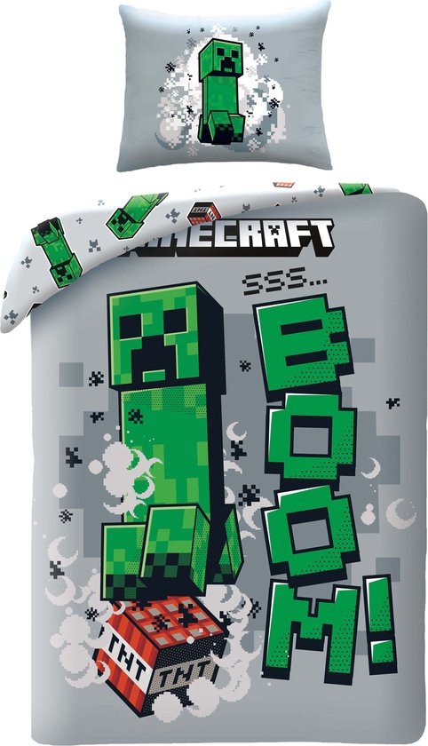 Minecraft Creeper Dekbedovertrek - 140 x 200 cm - 70 x 90 cm - Polyester van Minecraft