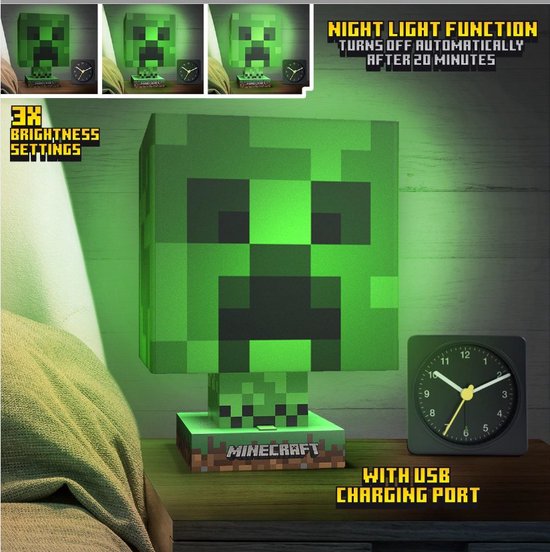 Minecraft: Creeper Icon Lamp with USB Charger van Merkloos