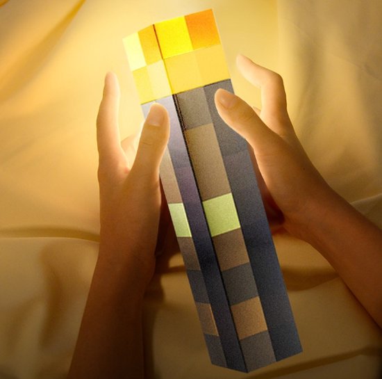 Minecraft Lamp - Minecraft Torch - Minecraft Light - Minecraft Nachtlampje - 28cm - LED - USB oplaadbaar van Minecraft