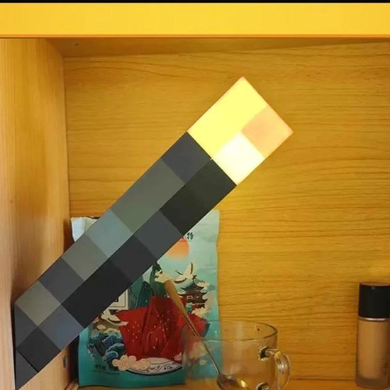 MineCraft - Nacht - Lamp - 4 Kleuren - Torch - Verlichting - Game - Zaklamp - Brownstone - LED - Nachtlampje - USB - Oplaadbaar - Slaapkamer - Decoratie - Tafellamp - Cadeaulamp - Voor - Kinderen - Bedlampje - MineCraftion - Movie van Merkloos