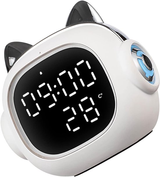 Mini Alarmklok - Digitale Wekker - Kinderen Wakker Maken - Met Muziekfunctie - Compact Formaat - Wit