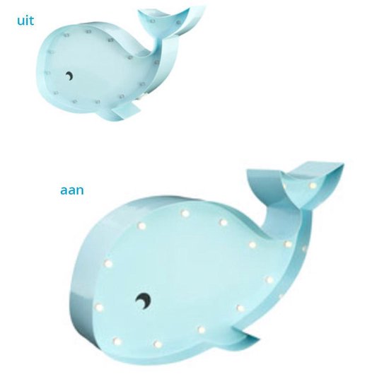 Mini Marquee-light - Walvis - LED lampje - Licht blauw - L 23 x B 15,5  x van MINI