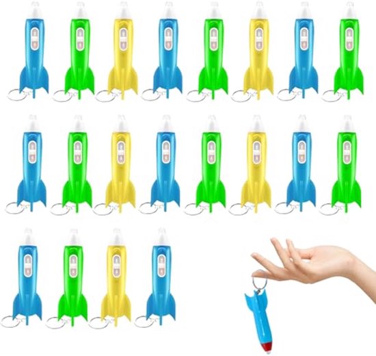 Mini zaklamp sleutelhanger - 20 stuks raket ontwerp voor kinderen van Merkloos