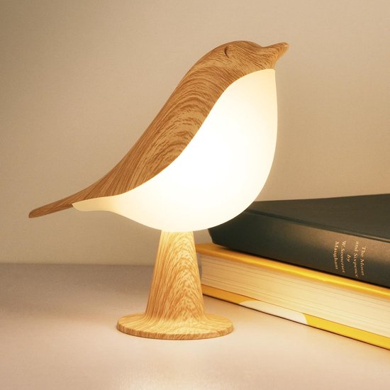 Miniatuur nachtlampje - Vogel nachtlampje - Kindernachtlampje - 3 kleurstanden en dimmer - Oplaadbare tafellamp - Geschikt voor nachtkastje/kamerdecoratie