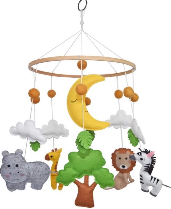 MiniMundo Babymobiel - Boxmobiel - Houten BabyMobiel - Dieren Paradijs - Boxmobiel - Wiegmobiel - Babyshower Cadeau - Kraam Cadeau