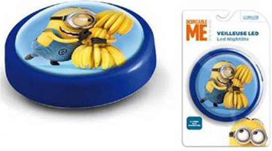 Minions Druk Ledlamp 14cm Blauw - Sfeerverlichting - LED Nachtlamp - Minions Lamp voor Kinderen - Decoratie en Geschenk