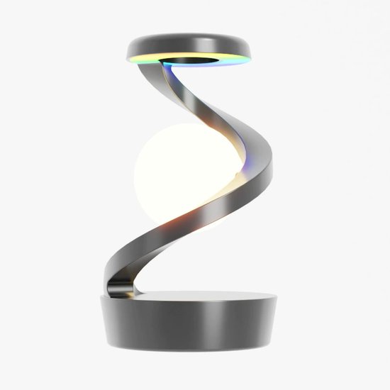 Mmgoqqt 1 Stuk Draadloze Oplaadlamp - Zwevende LED Nachtlamp - Met RGB Verlichting - Snel Draadloos Opladen - Grijs Moderne Design van Mmgoqqt