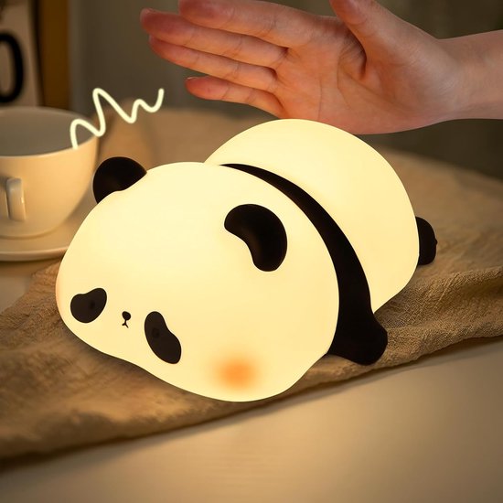 Mmgoqqt 1 Stuk Panda Siliconen Nachtlampje Slaapkamer Knuffellamp Wit - Druk-Aan Sensor 3 Lichtstanden Oplaadbaar Timer Zachte LED Verlichting van Mmgoqqt