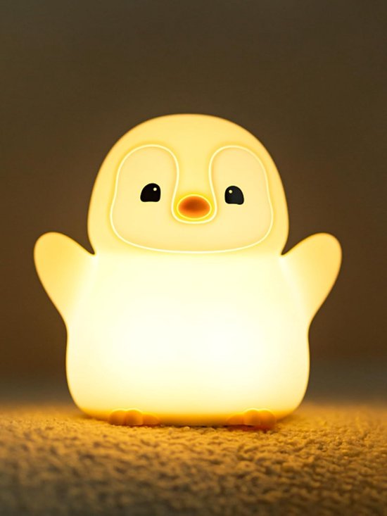 Mmgoqqt 1 Stuk Pinguïn Siliconen Nachtlampje Slaapkamer Knuffellamp Wit - Druk-Aan Sensor 2 Lichtstanden 20 Min Timer Oplaadbaar van Merkloos