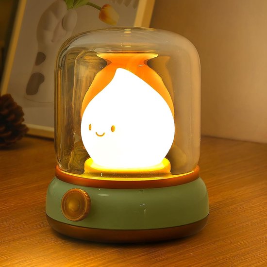 Mmgoqqt 1 Stuks Retro Olielamp Nachtlamp - USB Oplaadbare Dimbare Slaapkamerlamp Met Timer - Groen van Mmgoqqt
