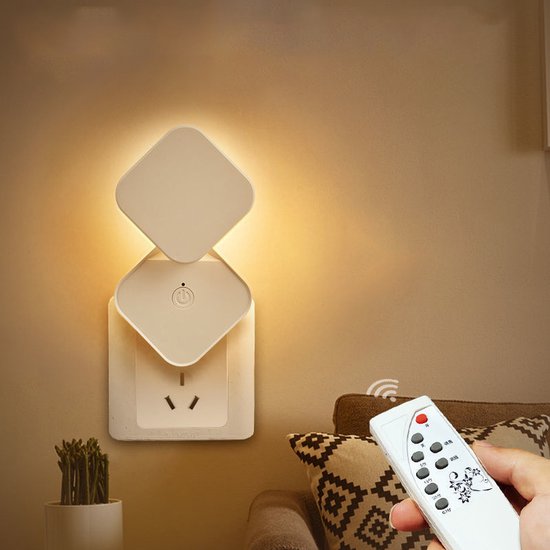 Mmgoqqt - Remote Nachtlamp - Multi-Rotatie LED Lamp - 1W Geel Licht - 3 Lichtkleuren - Voor Borstvoeding Slaapkamer-Timer Uit-Met afstandsbediening van Mmgoqqt