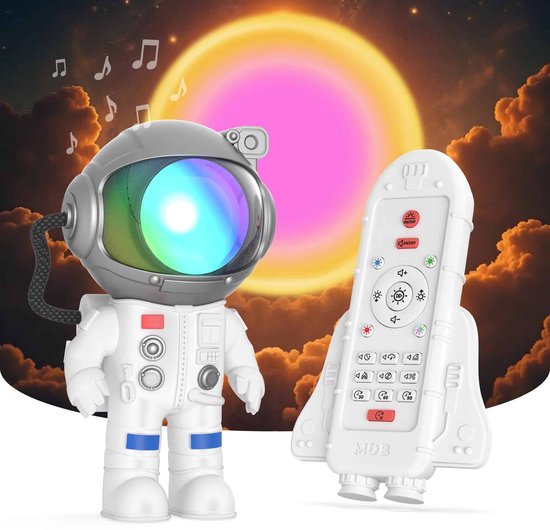 MOB Mini Stellar Light Projector en white Noise Slaaptrainer Nachtlamp Astronaut van Merkloos
