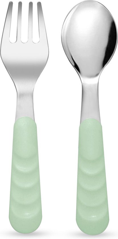 Mobi - Toddler Fork & Spoon Set Sage van MOB