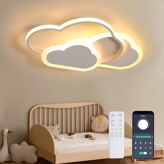 Moderne LED Plafondlamp voor Kinderkamer met Afstandsbediening en Nachtlichtfunctie - 42CM van Merkloos