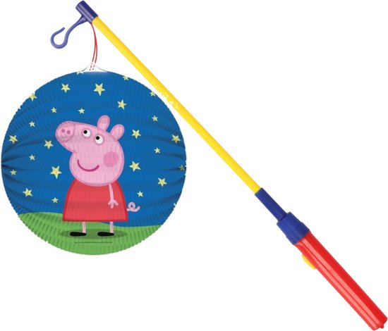 Mooie Lampion Peppa Pig print 25 cm met lampionstokje setje - Lampionnentocht/sint Maarten van Peppa Pig