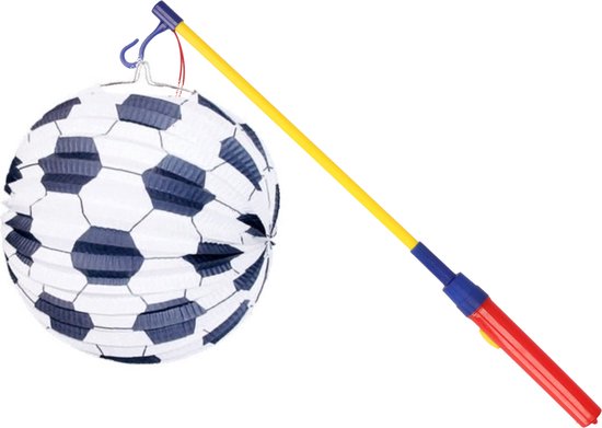 Mooie Lampion Voetbal print - met lampionstokje setje - Lampionnentocht - Sint Maarten - 40 cm - Op batterijen