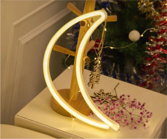 Moon Light USB LED Neon - Maanlampje - Maan lamp - Babykamer - Baby Kamer - Kinder kamer - Kinderkamer - Maan - Licht - LED - Batterij - Nacht lampje - Nachtlampje - Slaapkamer - Decoratie van Merkloos