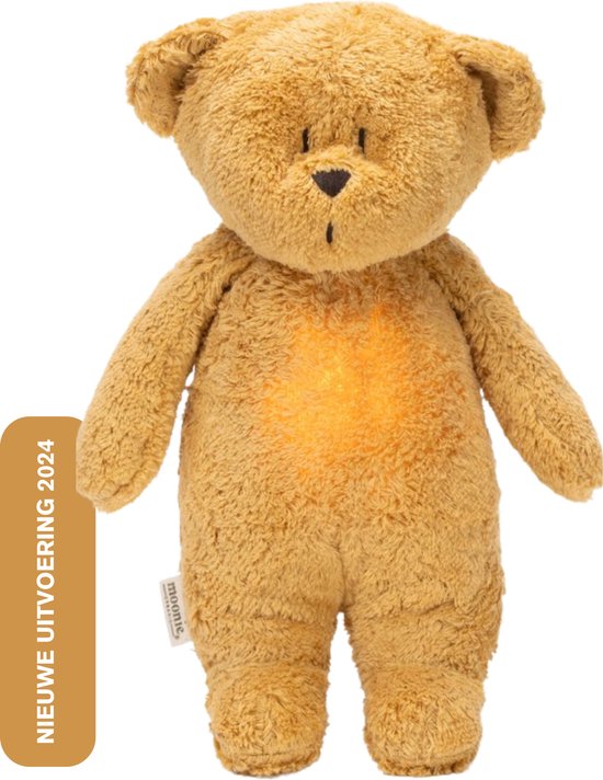 Moonie knuffel met licht en geluid beer honey natur van Merkloos