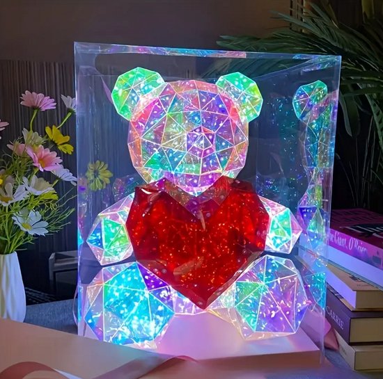 MOONOVA - Nu Trendy Magische LED Teddy Beer 40 cm – Verlicht & Verwarmend Pluche Knuffel – Perfect Cadeau voor Valentijnsdag, Moederdag, Verjaardag & Kinderkamer van Merkloos