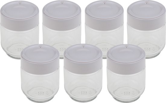 MOULINEX A14A03 - 7 potten glazen deksel wit met datum voor yogurta Yogurteo Yogurteo van Moulinex