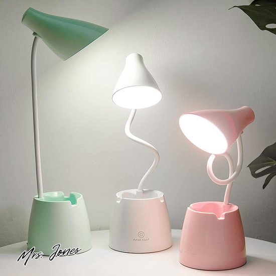 Mrs. Jones Bureaulamp voor kinderen dimbare 24 leds oogvriendelijke tafellamp 3 helderheidsniveaus USB-oplaadbaar touch-schakelaar voor lezen studeren werken - roze .