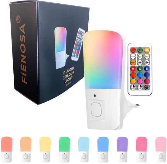 Multi kleur Led Nachtlampje Stopcontact – Kinderen & Volwassenen – LED Nachtlampje Kinderkamer – Dimbaar in 10 standen – Multi Kleur RGB & Warm Wit – Met Timer & Afstandsbediening – Stopcontactlamp Duurzaam Nachtlampje Slaapkamer van Merkloos