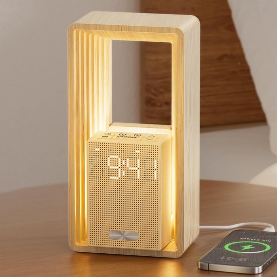 Multifunctioneel Bedlampje met USB-oplaadpoort, Dubbel Alarm en Slaapgeluiden van Merkloos