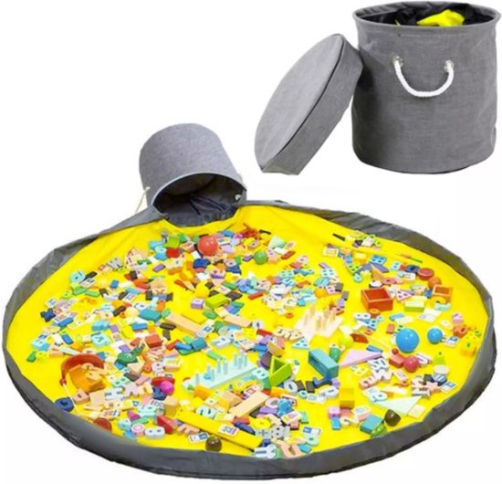 Multifunctioneel Opbergkleed Voor Lego - Speelgoed Organizer - Speelmat - opbergmand voor Kinderen - Geel - Lego Mat van kruzzel
