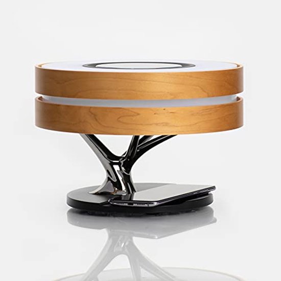 Multifunctionele Bluetooth Draadloze Speaker Lamp met Draadloze Oplader - Nachtlampje met Digitale Klok van Aigostar