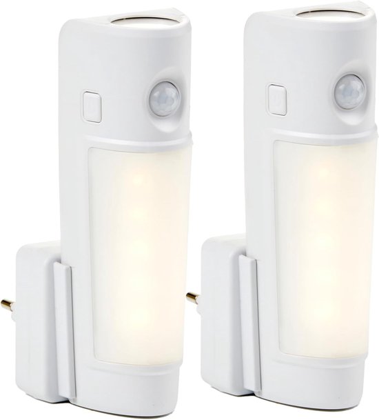 Multifunctionele LED Nachtlamp met Bewegingsmelder en Zaklamp - Set van 2 van Merkloos