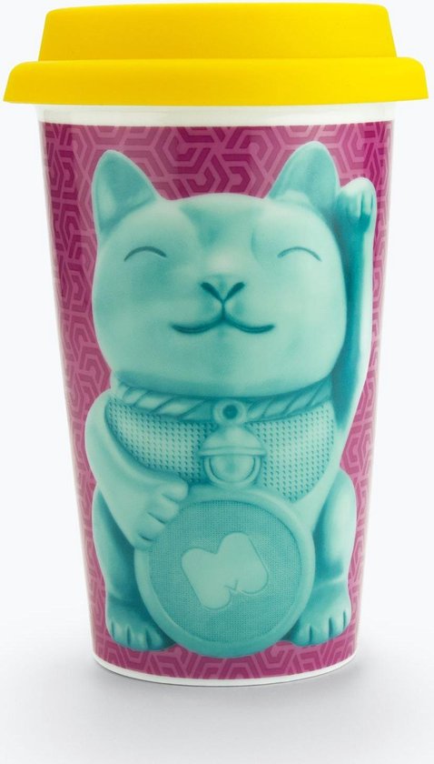 Mustard To Go Drinkbeker - Dubbelwandig - 350 ml - Lucky Cat - van Mustard