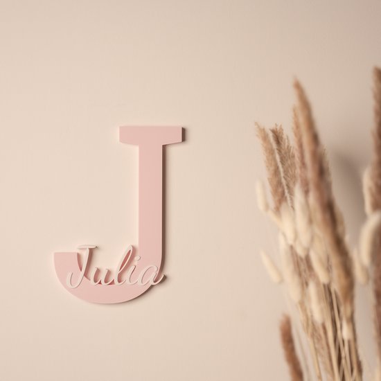 MyNomini - Naambordje kinderkamer gepersonaliseerd met naam - Mat Baby Roze/Wit