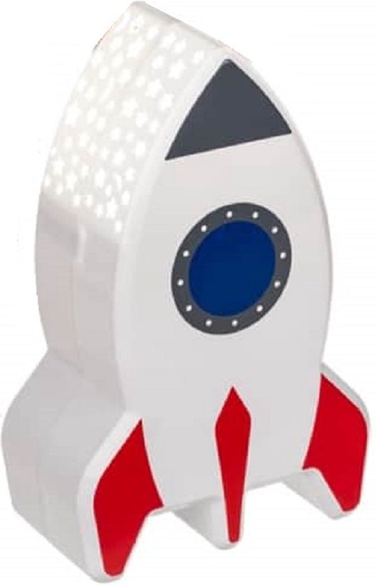 Nacht lamp op batterijen / Raket-nachtlamp met sterprojector / projector / 15 x 9.5 x 5,5 cm / sterren projectie / nachtlampje / kinderkamer / van Out of the Blue