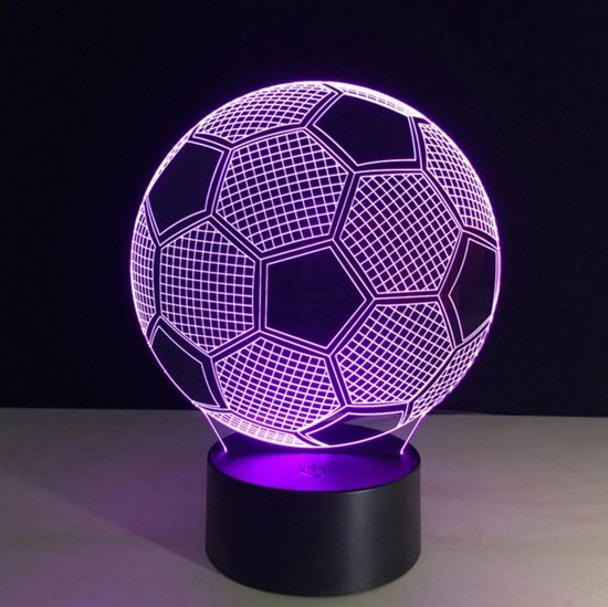 Nachtlamp – 3D LED lamp – Voetbal - 16 kleuren - game - gaming - afstandsbediening – bureaulamp – sfeerlamp – cadeau – sinterklaas – kerst van Bizzey.