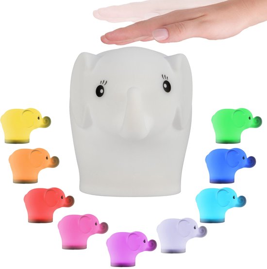 Nachtlamp Accu Elephant 165x90mm RGBW+ Wit Silicon van EMOS