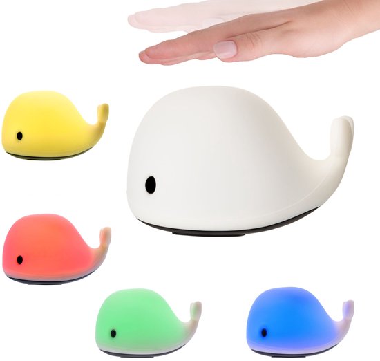 Nachtlamp Accu Whale 146x110mm RGBW+ Wit Silicon van Merkloos