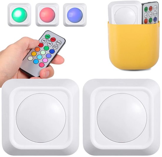 Nachtlamp - Draadloos - Wit - Werkt op batterij - Afstandsbediening - 12 verschillende kleuren licht van Merkloos