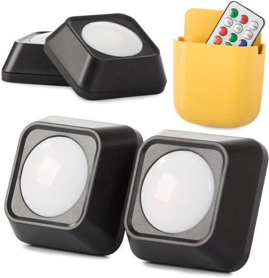 Nachtlamp - Draadloos - Zwart - Werkt op batterij - Afstandsbediening - 12 verschillende kleuren licht van Merkloos