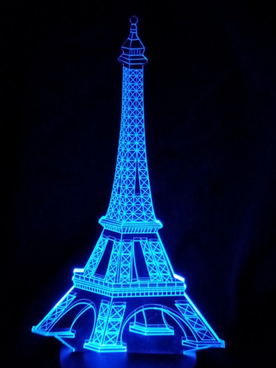 Nachtlamp 'Eiffeltoren' - LED lamp - 3D Illusion - 7 kleuren en 4 effecten - Parijs van N/A